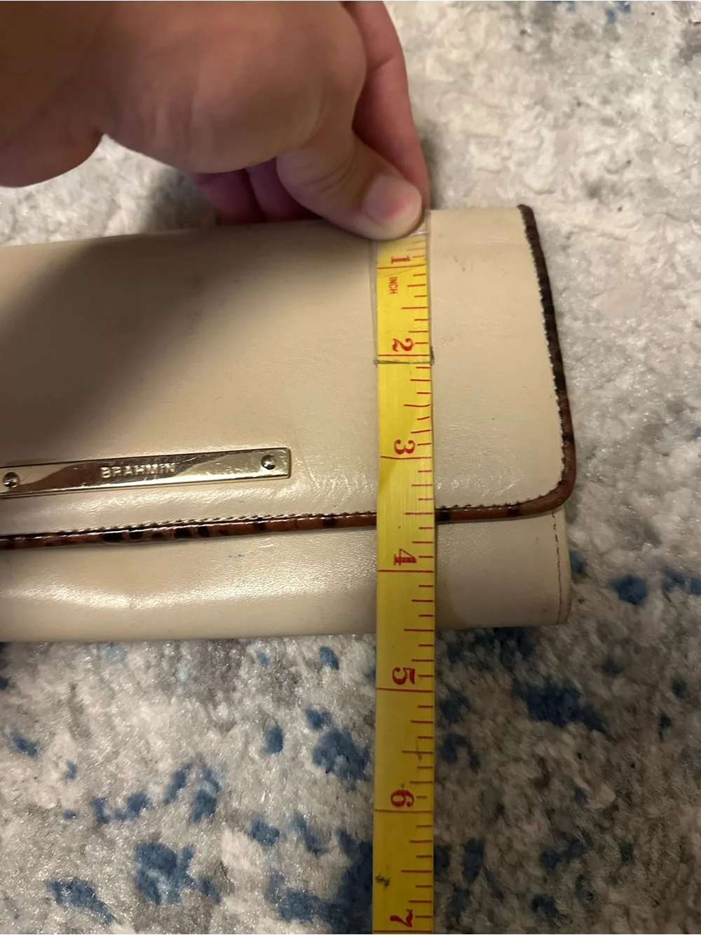 Brahmin Jillian Wallet Ivory Summer Tuscan Tri-Texture Leather Fold Zipper
